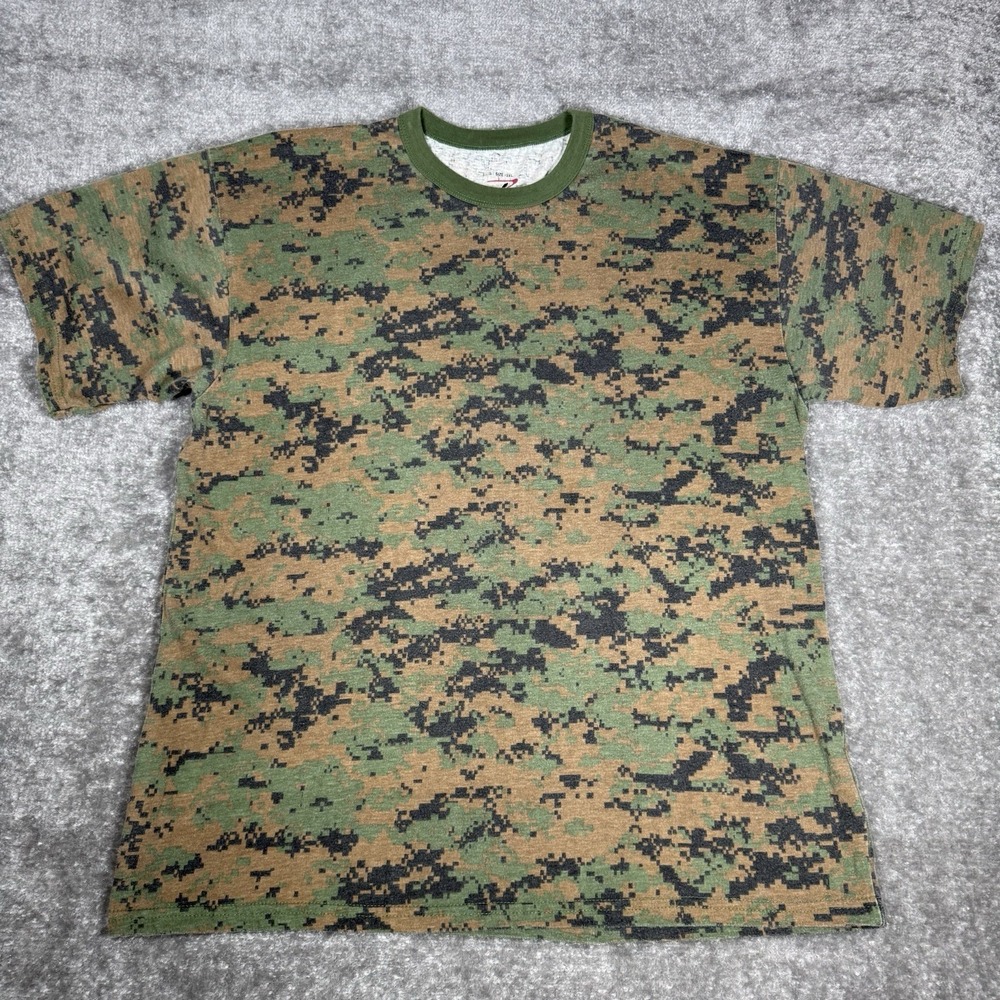 Rothco T-Shirt Men's 2XL‎ Green Digital Camo Crew Neck Short Sleeve Military